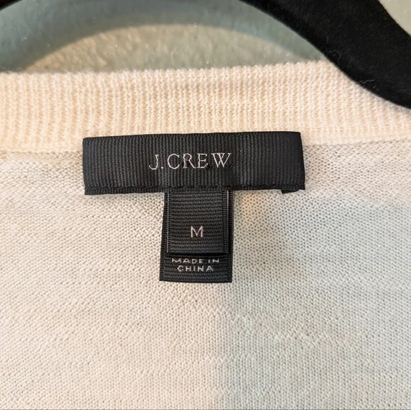 J. Crew Cream Merino Wool V-Neck Ruffle Bell Sleeve Sweater Top Size M - Picture 5 of 6